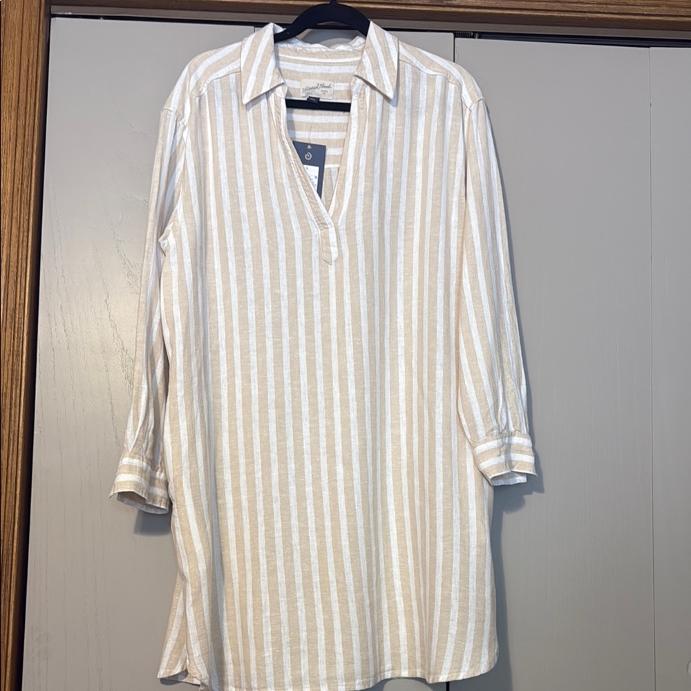 Striped Beige and White womens dress